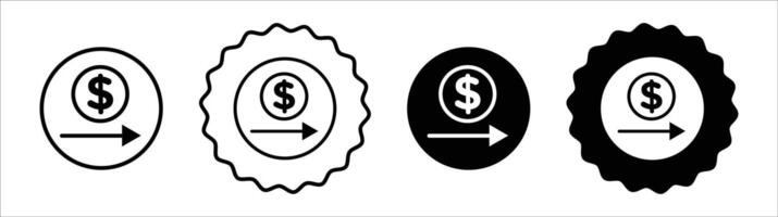 Dollar rate increase icon set collection. Dollar rate increase Outline flat Icon. vector