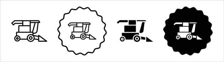 Combine harvester icon set collection. Combine harvester Outline flat Icon. vector