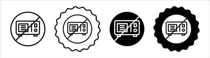 Do not microwave icon set collection. Do not microwave Outline flat Icon. vector