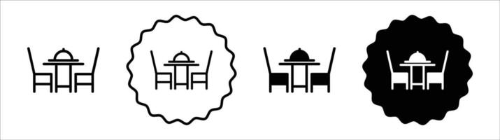 Dinner table icon set collection. Dinner table Outline flat Icon. vector