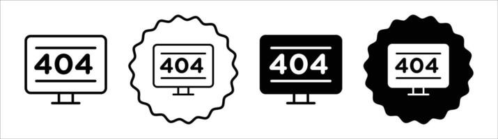 Error 404 page icon set collection. Error 404 page Outline flat Icon. vector