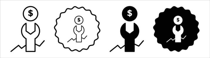 Fixed money icon set collection. Fixed money Outline flat Icon. vector