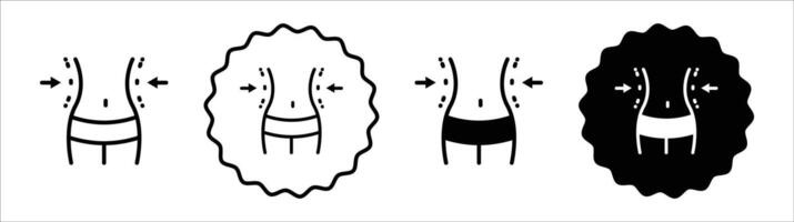 Fat and slim figure icon set collection for web vector