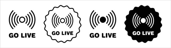 Go live icon set collection. Go live Outline flat Icon. vector