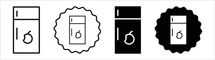Fridge icon set collection. Fridge Outline flat Icon. vector