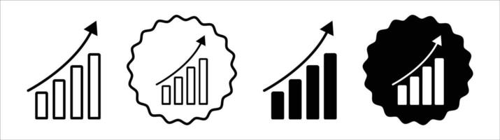 Graph icon set collection. Graph Outline flat Icon. vector