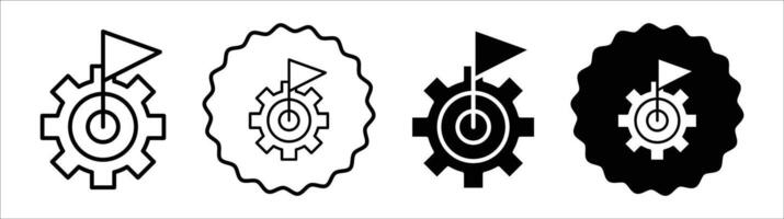 Goal setting icon set collection. Goal setting Outline flat Icon. vector