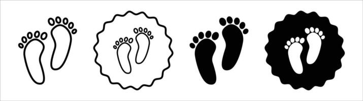 Footprint icon set collection. Footprint Outline flat Icon. vector