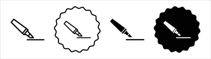 Highlighter icon set collection. Highlighter Outline flat Icon. vector