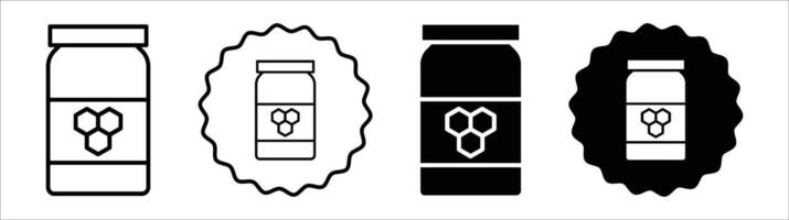 Honey jar icon set collection. Honey jar Outline flat Icon. vector