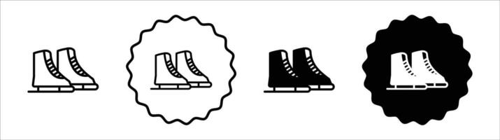 Ice skating icon set collection. Ice skating Outline flat Icon. vector