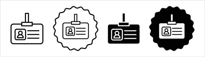 Identification badge icon set collection. Identification badge Outline flat Icon. vector