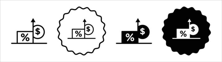Increase rate icon set collection. Increase rate Outline flat Icon. vector