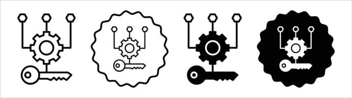 Key factor icon set collection. Key factor Outline flat Icon. vector