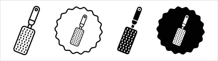 Microplane grater icon set collection. Microplane grater Outline flat Icon. vector