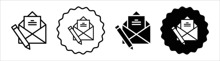 Message writing icon set collection. Message writing Outline flat Icon. vector