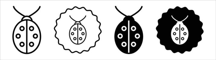 Ladybug icon set collection. Ladybug Outline flat Icon. vector