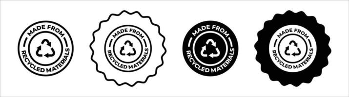 Made from recycled materials icon set collection for web vector