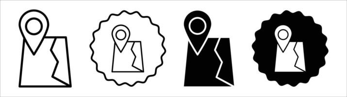 Map icon set collection. Map Outline flat Icon. vector