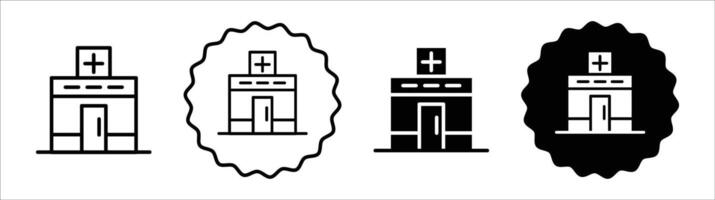 Medical center icon set collection. Medical center Outline flat Icon. vector