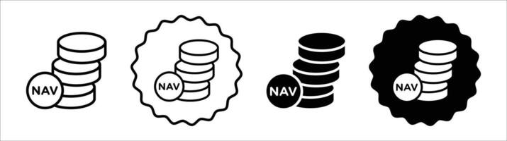 Net asset value icon set collection. Net asset value Outline flat Icon. vector