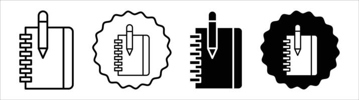 Notebook icon set collection. Notebook Outline flat Icon. vector