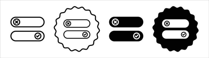 On off switch button slider toggle icon set collection. On off slider toggle Outline flat Icon. vector
