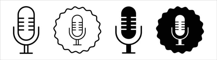 Microphone icon set collection. Microphone Outline flat Icon. vector