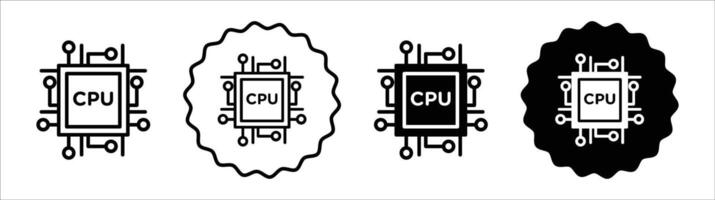 Processor icon set collection. Processor Outline flat Icon. vector