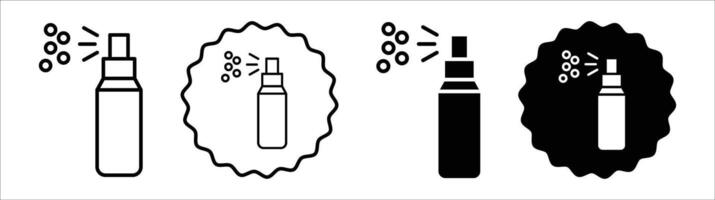 Sanitizing spray bottle icon set collection. Sanitizing spray bottle Outline flat Icon. vector