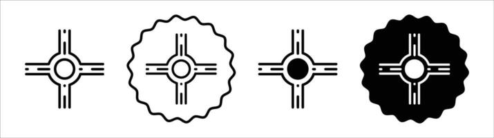 Road junction icon set collection for web vector