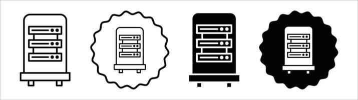 Server rack icon set collection. Server rack Outline flat Icon. vector