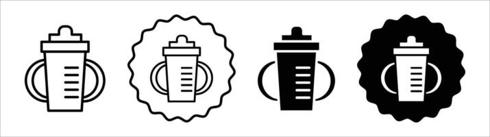 Sippy cup icon set collection. Sippy cup Outline flat Icon. vector