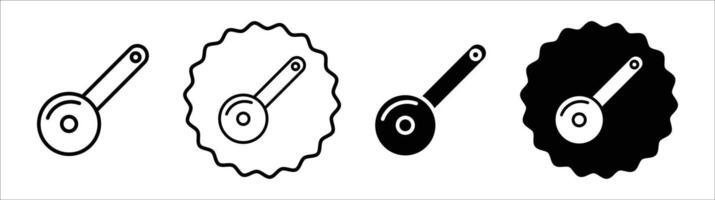 Slicer pizza icon set collection. Slicer pizza Outline flat Icon. vector
