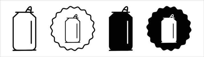 Soda can icon set collection. Soda can Outline flat Icon. vector