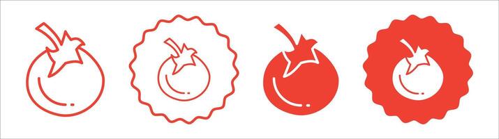 Tomato icon set collection. Tomato Outline flat Icon. vector
