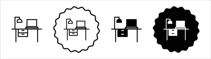 Study table icon set collection. Study table Outline flat Icon. vector