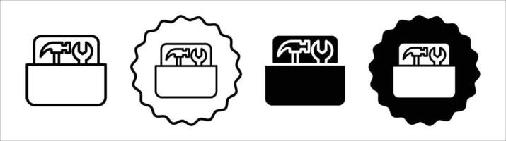 Tools box icon set collection. Tools box Outline flat Icon. vector