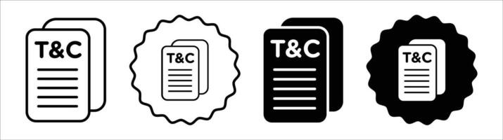 Terms and Conditions icon set collection. Terms and Conditions Outline flat Icon. vector