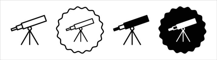 Telescope icon set collection. Telescope Outline flat Icon. vector