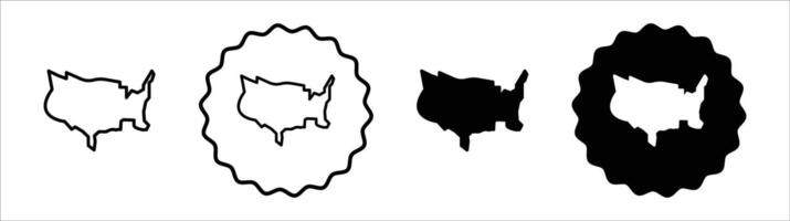 US map icon set collection. US map Outline flat Icon. vector