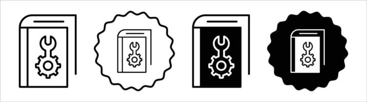User guide book icon set collection. User guide book Outline flat Icon. vector