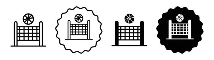Volleyball net icon set collection. Volleyball net Outline flat Icon. vector