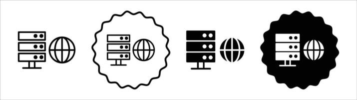 Web server icon set collection. Web server Outline flat Icon. vector