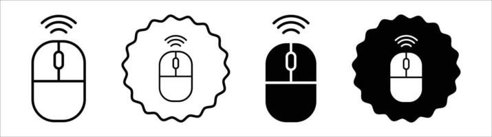 Wireless mouse icon set collection. Wireless mouse Outline flat Icon. vector