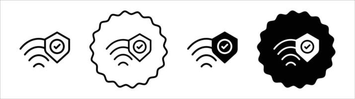 Wifi security icon set collection. Wifi security Outline flat Icon. vector