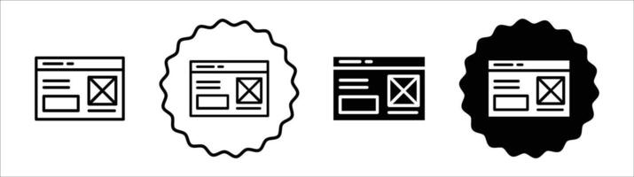 Wireframe icon set collection. Wireframe Outline flat Icon. vector