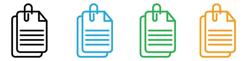 Attach document icon featuring a paperclip and file, perfect for digital file management and email attachments vector