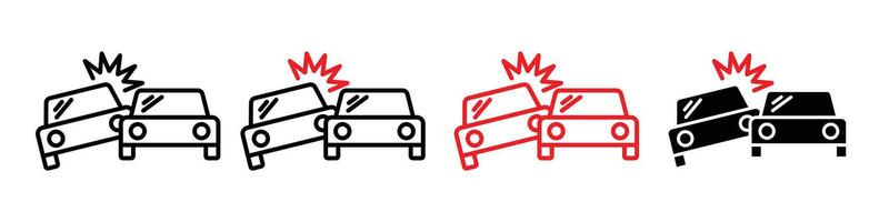 Automobile Collision and Damage Representation Icon for Accidents vector