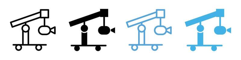 Multimedia Production Icons with Camera Cranes for Movie and Shooting Operations vector